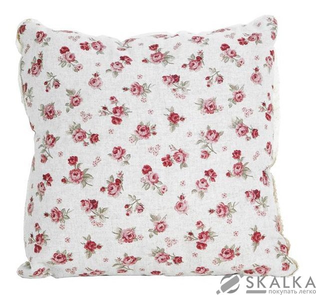 На фото Подушка декоративная Прованс Red Rose 40x40 см Красный цветок с мережкой (.003692)