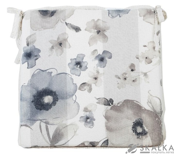 На фото Подушка для стула Прованс Flowers 40x40 см Серая с мережкой (.003696)