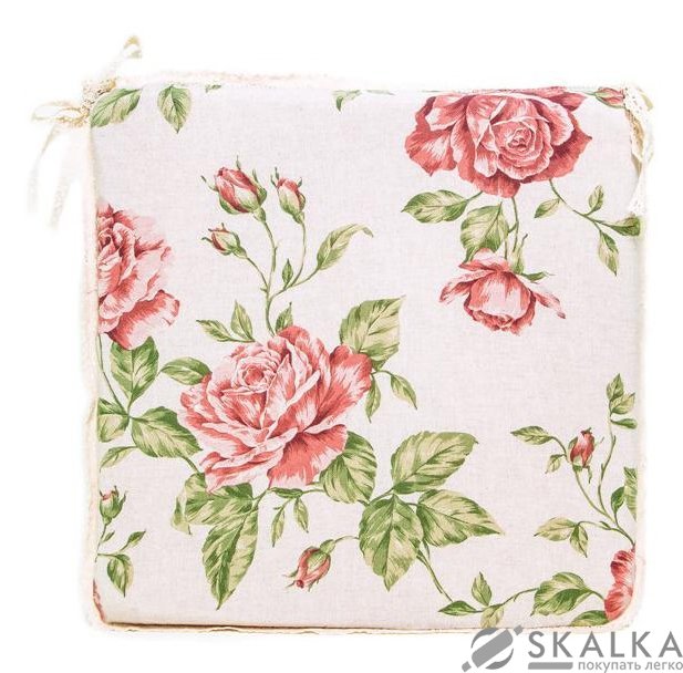 На фото Подушка для стула Прованс Large pink Rose 40x40 см с мережкой (.003698)