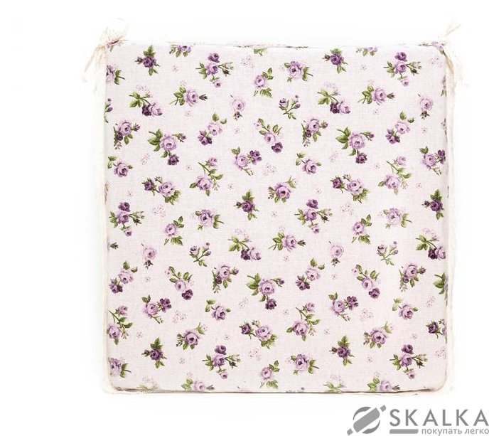 На фото Подушка для стула Прованс Lilac Rose 40x40 см Фиолетовый цветок с мережкой (.003699)