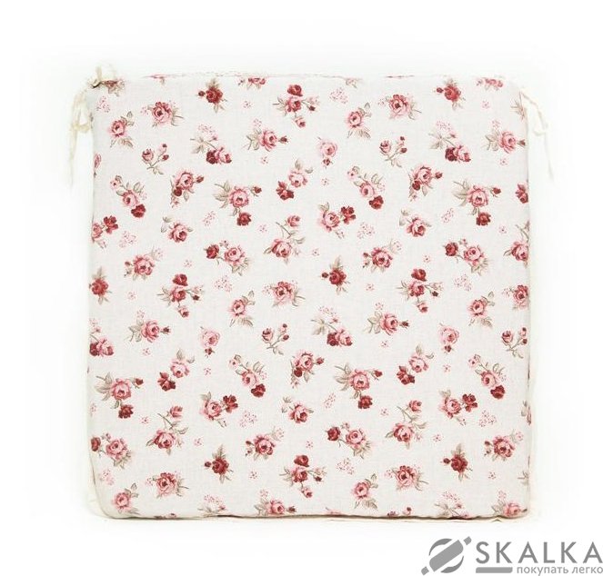 На фото Подушка для стула Прованс Red Rose 40x40 см Красный цветок с мережкой (.003700)