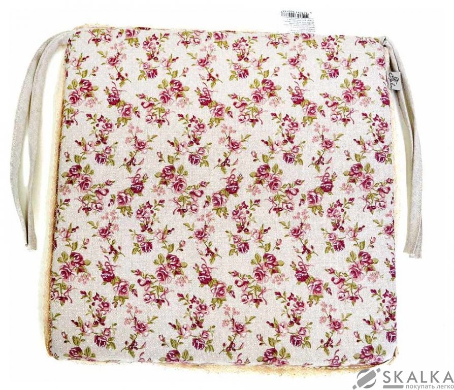 На фото Подушка для стула Прованс Rosettes 40x40 см Красный цветок с мережкой (.006619)