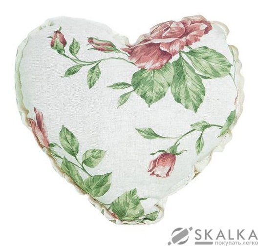На фото Подушка декоративная Прованс Сердце Large pink Rose 28х28 см с мережкой (.003703)