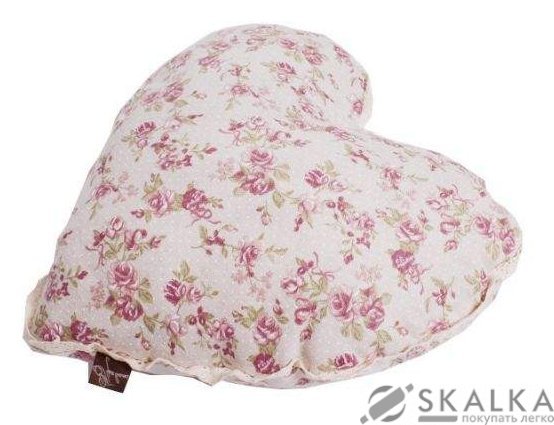 На фото Подушка декоративная Прованс Сердце Rosettes 38х38 см Красный цветок с мережкой (.006658)