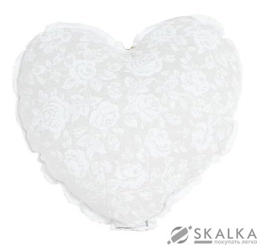 На фото Подушка декоративная Прованс Сердце White Rose 28х28 см Белая с мережкой (.003706)
