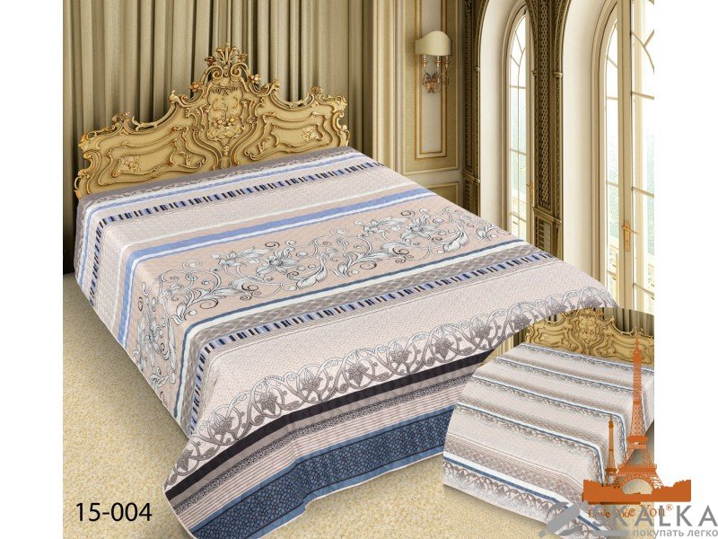 На фото Покрывало двухстороннее Love you Barokko 15-004 220х240 см Бежевое