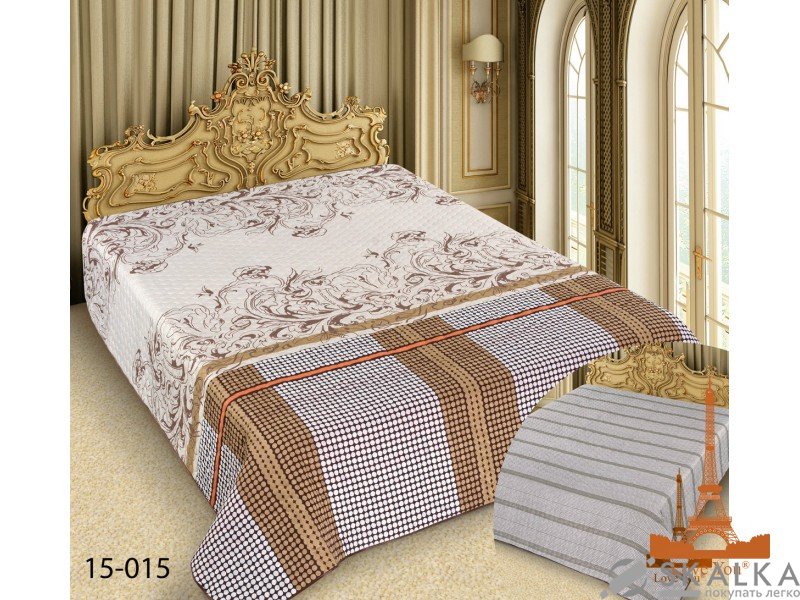 На фото Покрывало двухстороннее Love you Barokko 15-015 200х220 см Серое