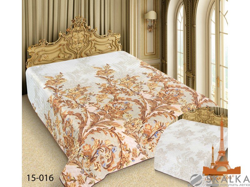 На фото Покрывало двухстороннее Love you Barokko 15-016 150х220 см Бежевое