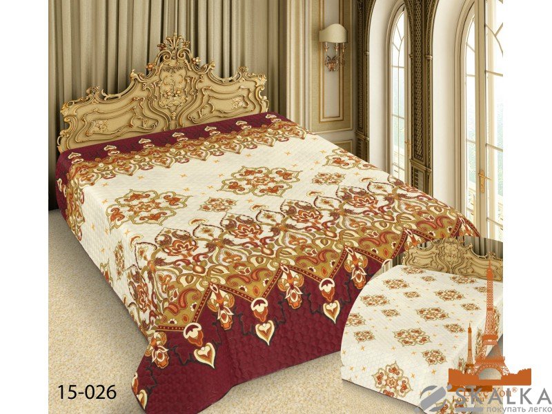 На фото Покрывало двухстороннее Love you Barokko 15-026 220х240 см Золотое