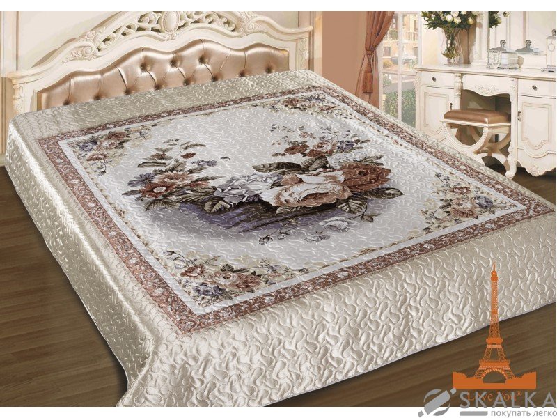 Покрывало Love you Валенсия Шелк 3D 200х220 см Бежевое На фото Покрывало Love you Валенсия Шелк 3D 200х220 см Бежевое