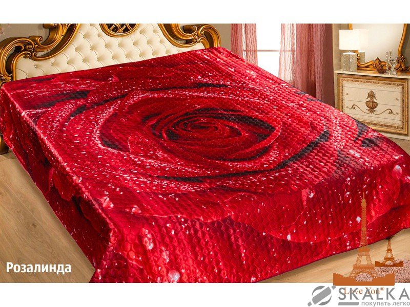 На фото Покрывало Love you Розалинда Шелк 3D 200х220 см Красное