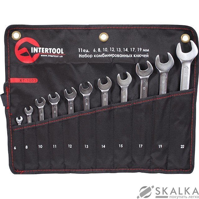 На фото Набор комбинированных ключей Intertool 11шт 6-22мм PROF DIN3113 (XT-1003)