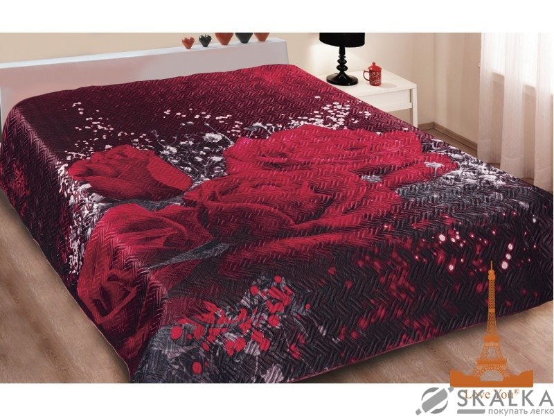 На фото Покрывало Love you Эйфория Шелк 3D 200х220 см Красное
