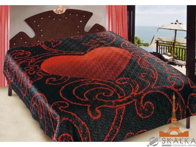 На фото Покрывало Love you Страсть Шелк 3D 230х250 см Бардовое