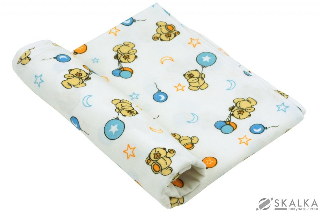 На фото Пеленка Руно Хлопок 90х110 см Белая Мишка с шариком (204.05_215-2)