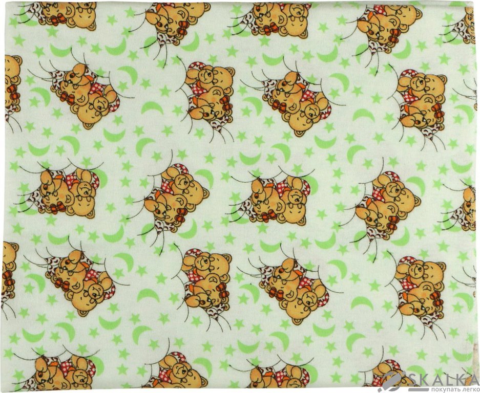 На фото Пеленка Руно Хлопок 90x80 см Зеленая с медвежатами (203.05_10-0297 beige green)