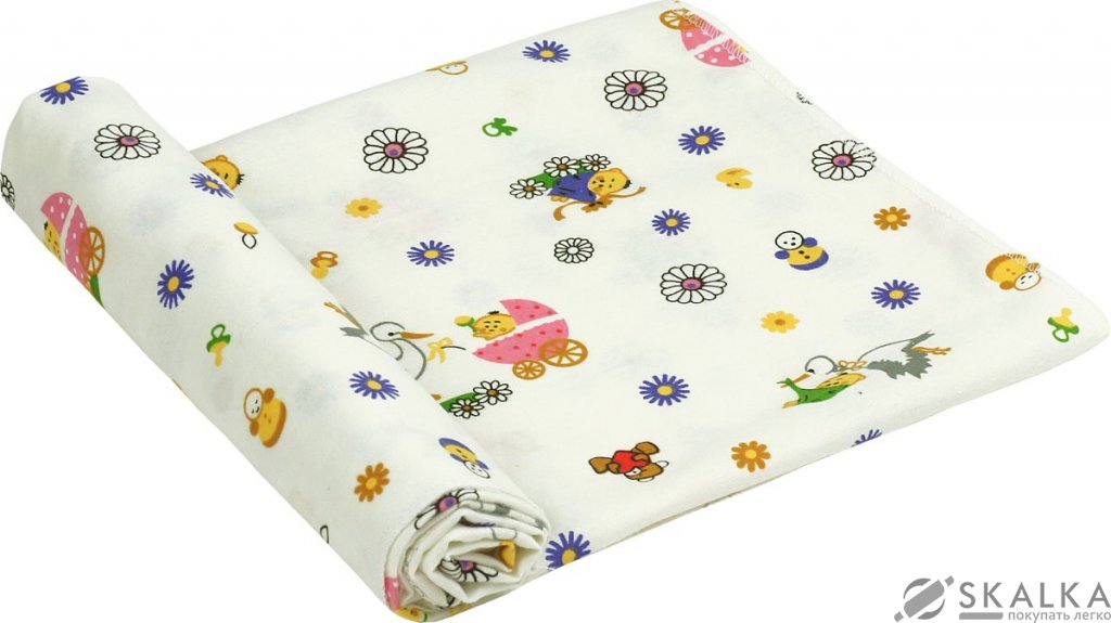 На фото Пеленка Руно Хлопок 90x80 см Белая с журавлями (203.05_10-0320 pink)