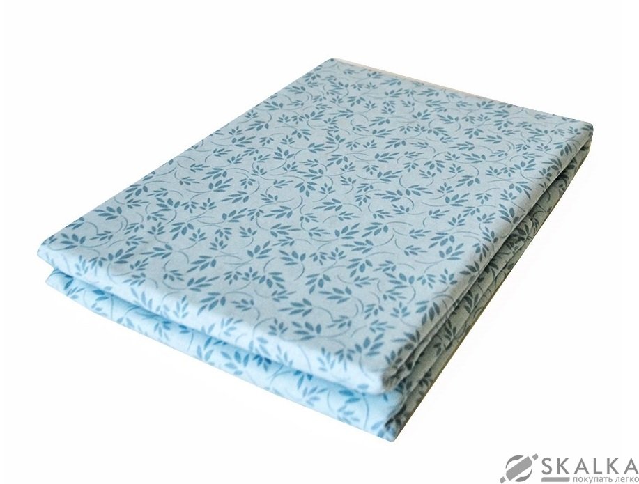 На фото Простынь на резинке Прованс Голубые листья 160х200 см (50535)