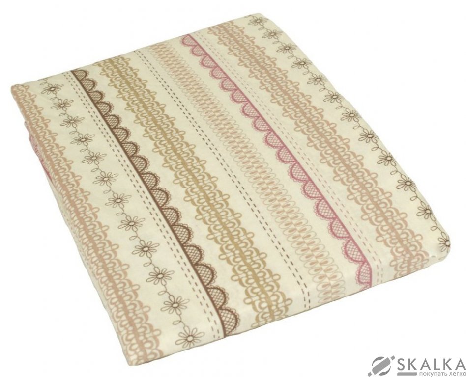 На фото Простынь на резинке Прованс Кружево розовое 180х200 см (6823)