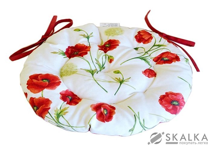 На фото Подушка для стула Прованс Маки Living D-40 см Красная (.001038)