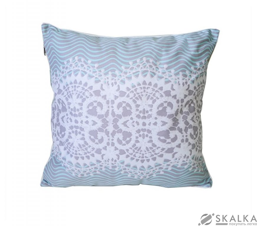 На фото Подушка декоративная Прованс Ажурна by Andre Tan 45х45 см Голубая (233)
