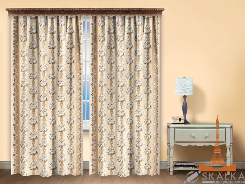 На фото Штора Love you Антик Полиэстер 200х270 см 2шт Бежевая