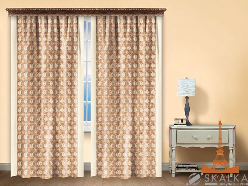 На фото Штора Love you Муза Полиэстер 200х270 см 2шт Коричневая