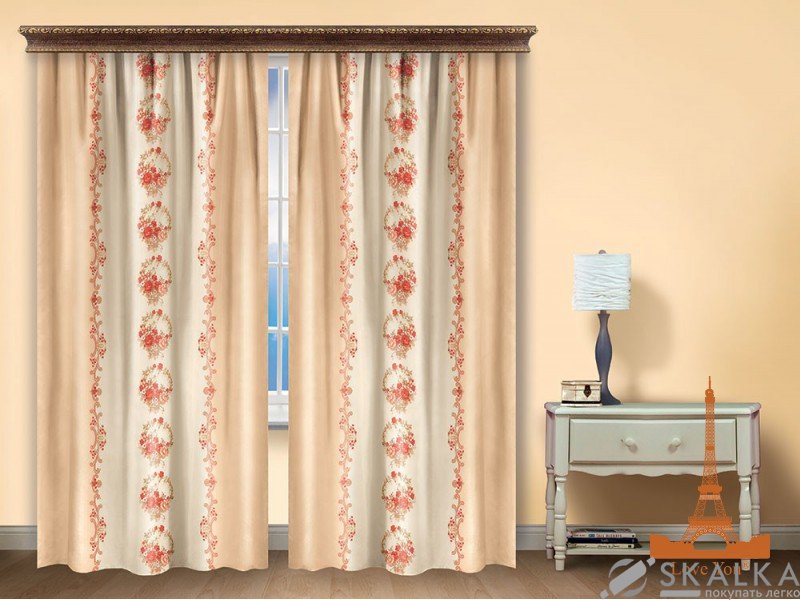 На фото Штора Love you Винтаж Полиэстер 150х270 см 2шт Бежевая