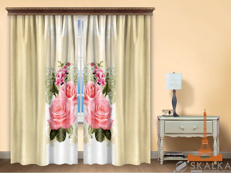 На фото Штора Love you Пинк Полиэстер 150х270 см 2шт Розовая