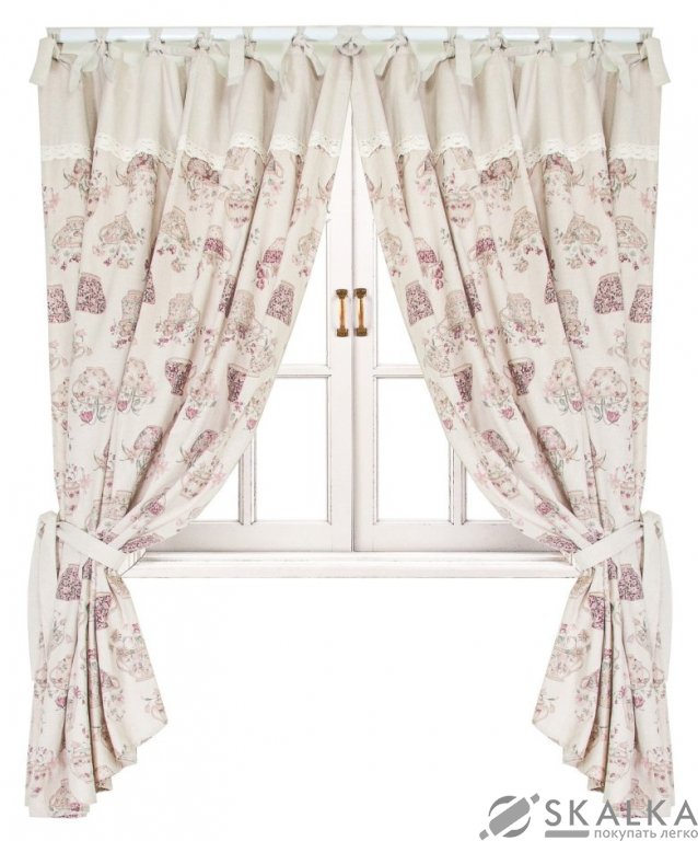 Штора Прованс Cups 170х140 см 2шт Розовая с мережкой (.003654) На фото Штора Прованс Cups 170х140 см 2шт Розовая с мережкой (.003654)