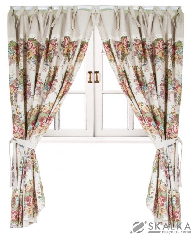 На фото Штора Прованс Gobelin 170х140 см 2шт Красная с мережкой (.003656)