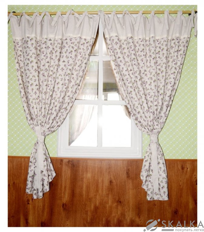 На фото Штора Прованс Lilac Rose 170х140 см 2шт Фиолетовая с мережкой (.003658)