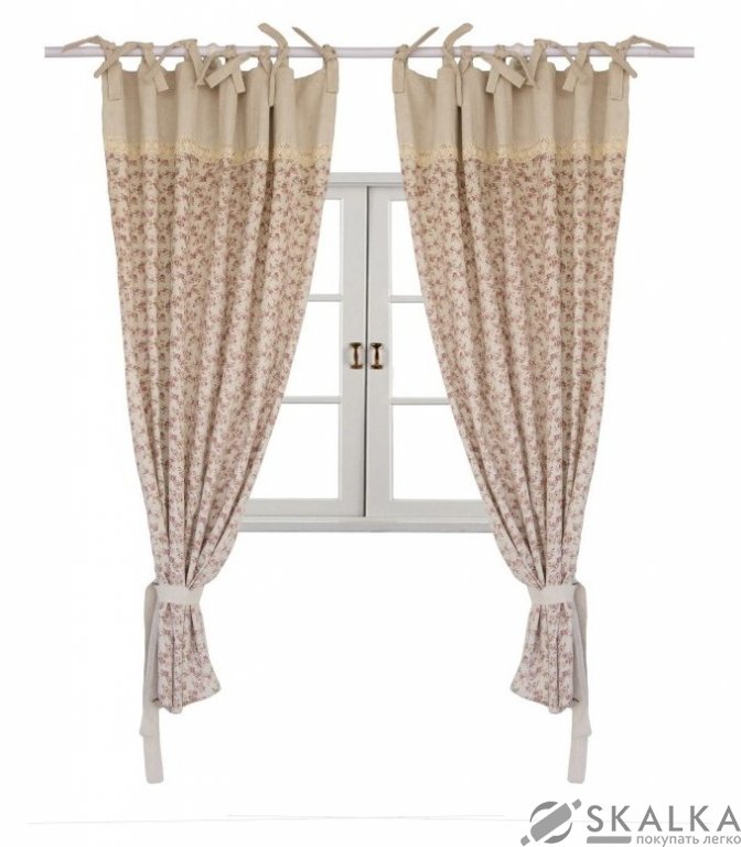 Штора Прованс Rosettes 170х140 см 2шт Бежевая с мережкой (.006522) На фото Штора Прованс Rosettes 170х140 см 2шт Бежевая с мережкой (.006522)