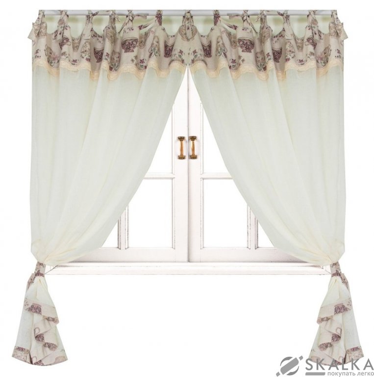 На фото Штора Прованс Cups Батист 250х145 см 2шт с кантом и мережкой (10568)