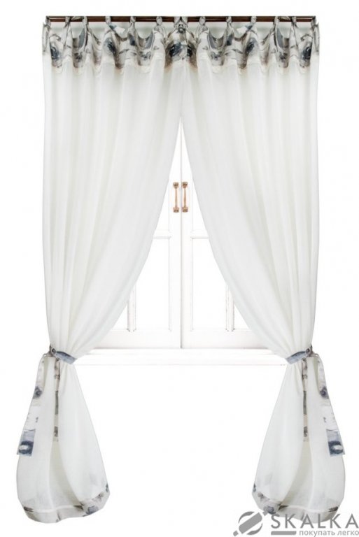 На фото Штора Прованс Flowers Батист 250х145 см 2шт с кантом и мережкой (50417)