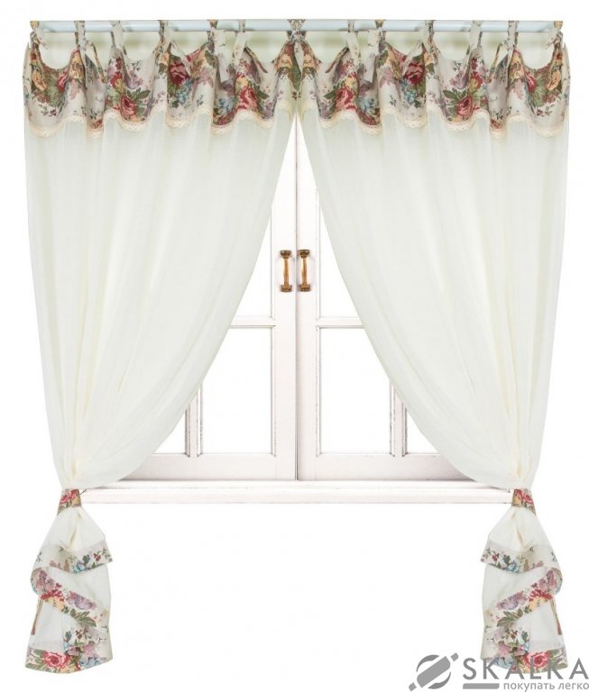 Штора Прованс Gobelin Батист 170х145 см 2шт с кантом и мережкой (10543) На фото Штора Прованс Gobelin Батист 170х145 см 2шт с кантом и мережкой (10543)