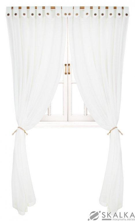 На фото Гардина Прованс Батист Milk 180х250 см 1шт Молочная с декоративными пуговицами (.002172)