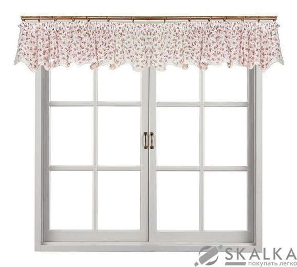 На фото Занавеска Прованс Батист Red Rose 296х40 см 1шт Красная роза с мережкой (.006907)