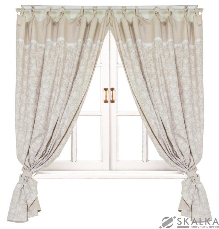 На фото Штора Прованс White Rose 140х250 см 2шт Белая роза с мережкой (.007771)