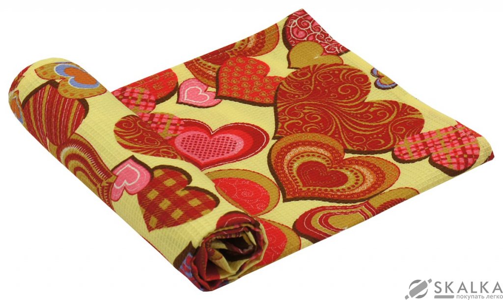 Полотенце вафельное Руно 35x70 см (217.15_Сердечко) На фото Полотенце вафельное Руно 35x70 см (217.15_Сердечко)