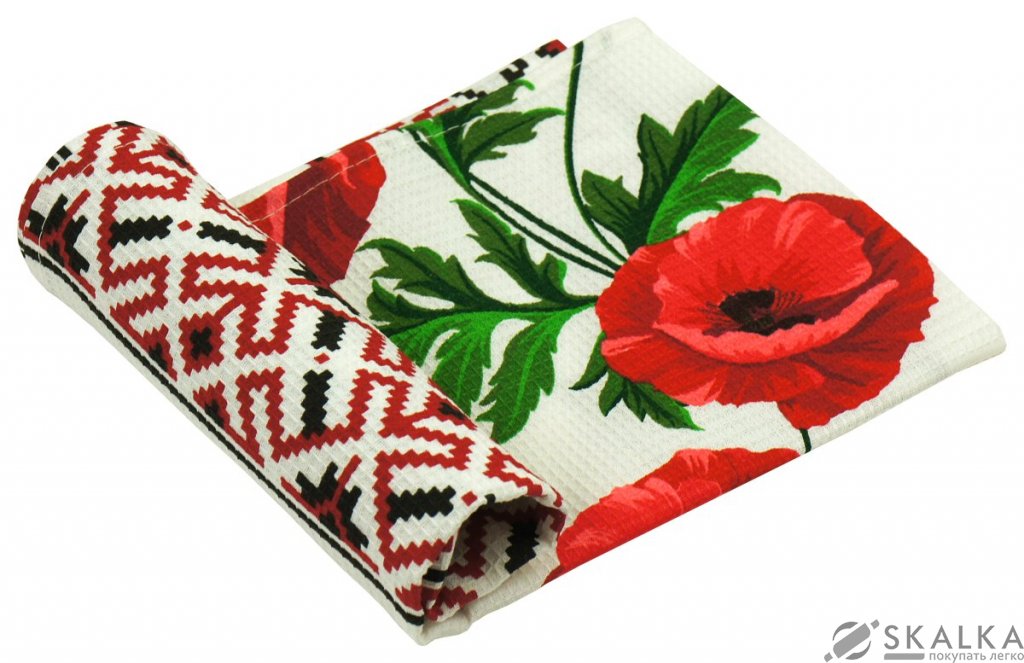 На фото Полотенце вафельное Руно 35x70 см (217.15_Вишиванка)