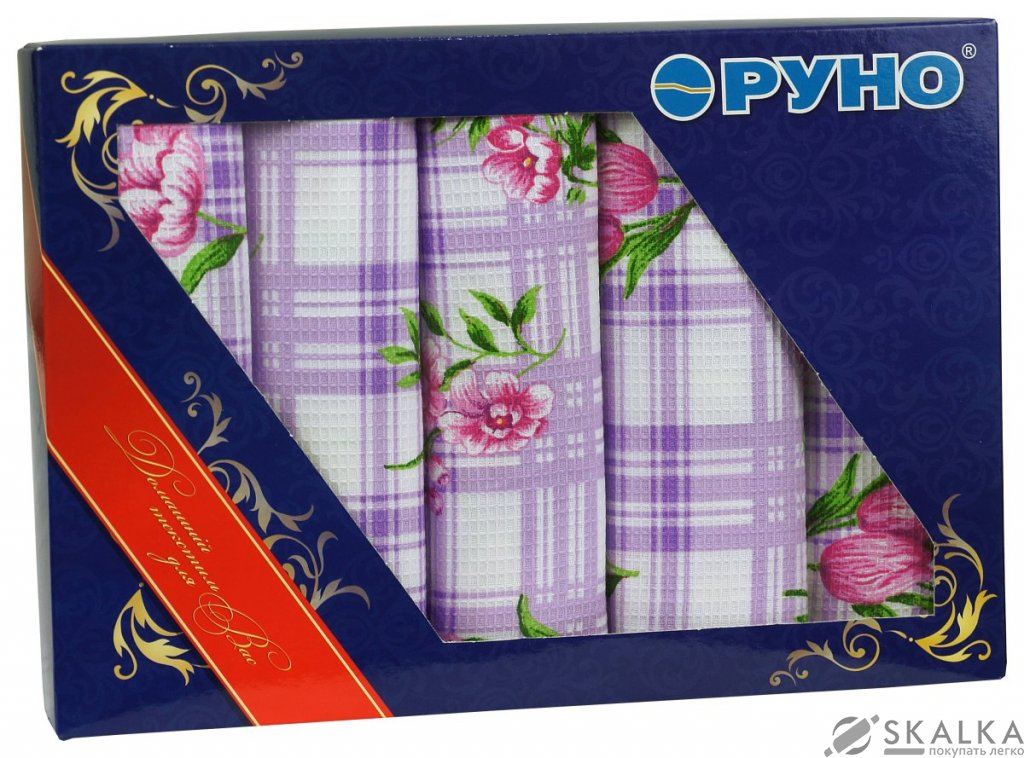 На фото Набор вафельных полотенец Руно 45x80 см 5 шт (703.5_Бузковий тюльпан)