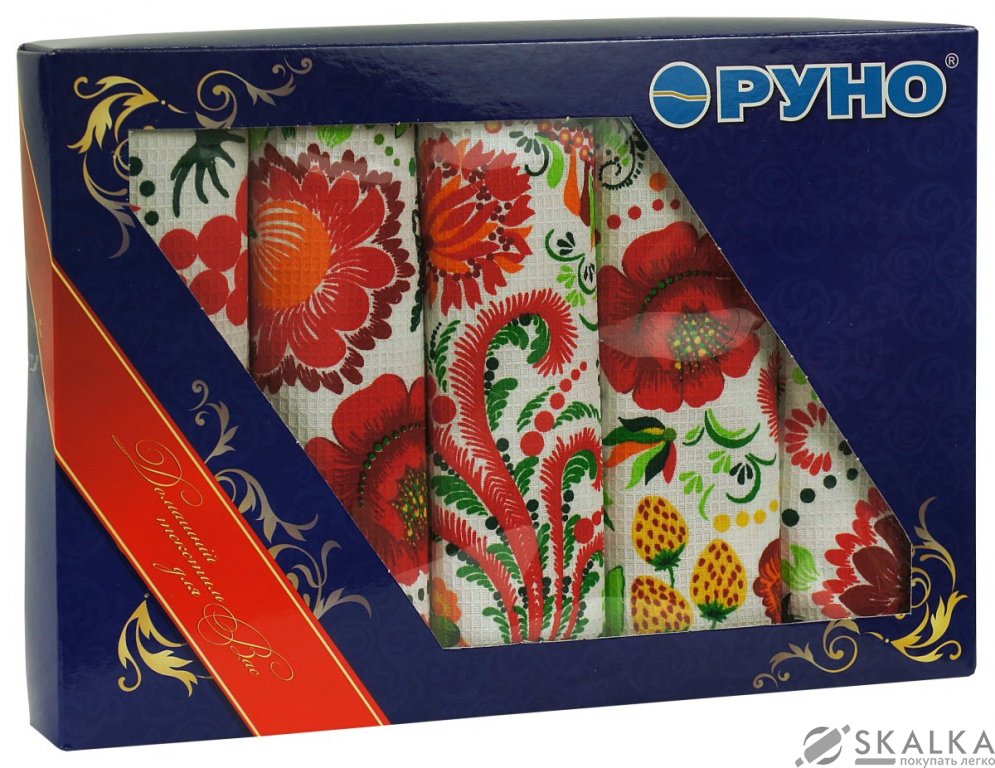 На фото Набор вафельных полотенец Руно 45x80 см 5 шт (703.5_Петриківка)