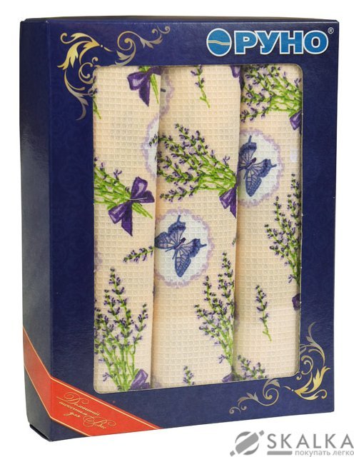 На фото Набор вафельных полотенец Руно 45x80 см 5 шт (703.5_Лаванда рожева)