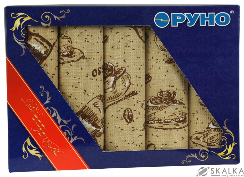 На фото Набор вафельных полотенец Руно 45x80 см 5 шт (703.5_Круасани)
