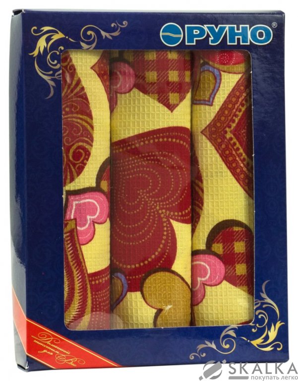 На фото Набор вафельных полотенец Руно 45x80 см 3 шт (707Т_Сердечко)