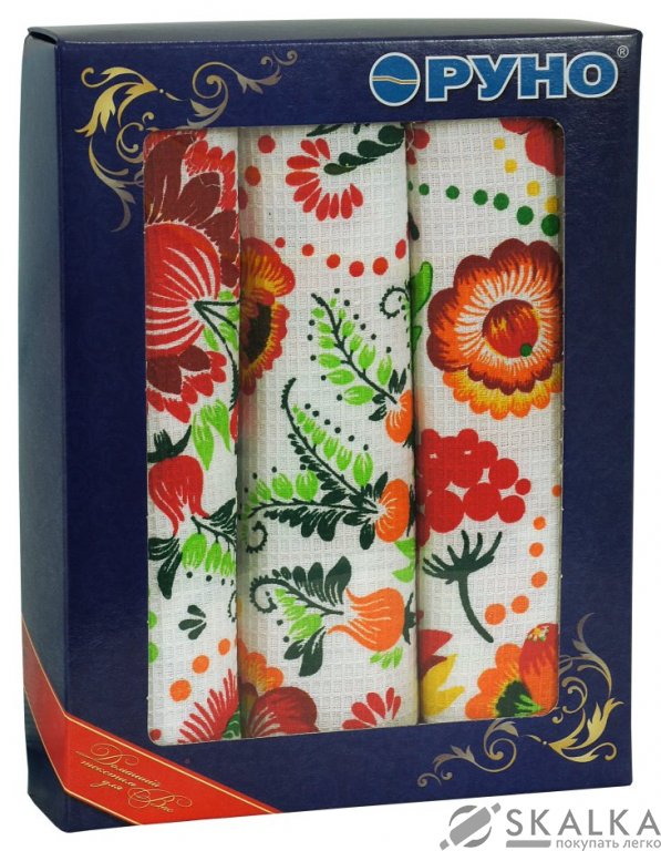 На фото Набор вафельных полотенец Руно 35x70 см 3 шт (707_Петриківка)