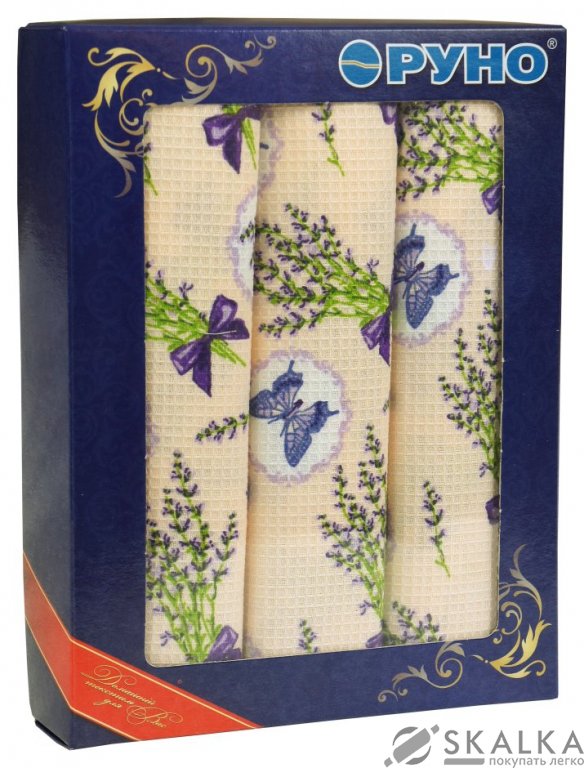 Набор вафельных полотенец Руно 35x70 см 3 шт (707_Лаванда рожева) На фото Набор вафельных полотенец Руно 35x70 см 3 шт (707_Лаванда рожева)