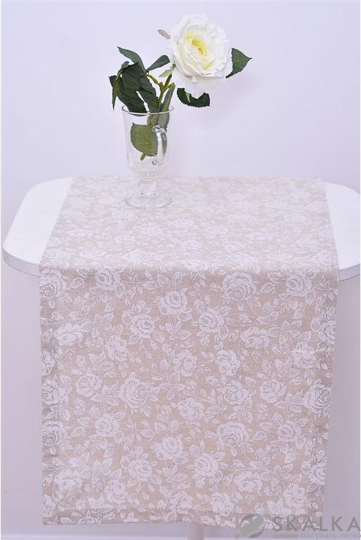 Скатерть-дорожка Прованс White Rose 120х40 см (.003653) На фото Скатерть-дорожка Прованс White Rose 120х40 см (.003653)