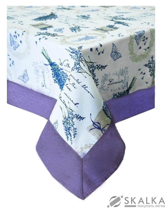 На фото Скатерть Прованс Living Лаванда с кантом 140х140 см (.001065)
